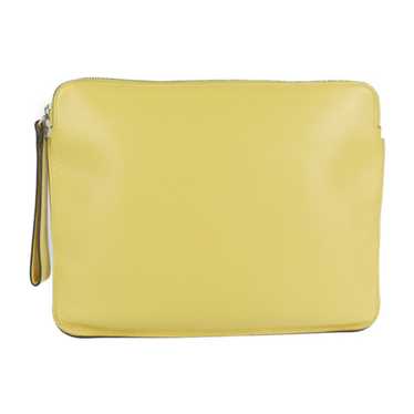 VALEXTRA Clutch Bag Leather Yellow Series Silver … - image 1