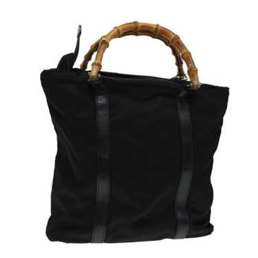 GUCCI Bamboo Hand Bag Nylon Black Auth bs5044 - image 1