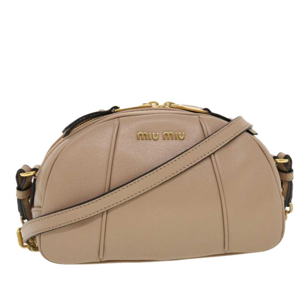 MIU MIU Chain Shoulder Bag Leather Beige Pink 5BH… - image 1