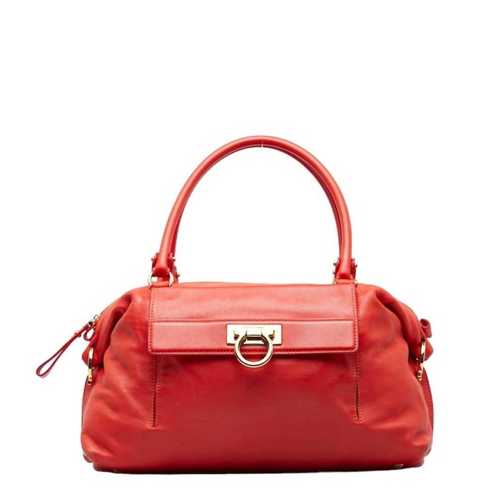 SALVATORE FERRAGAMO Gancini Handbag Tote Bag Red … - image 1