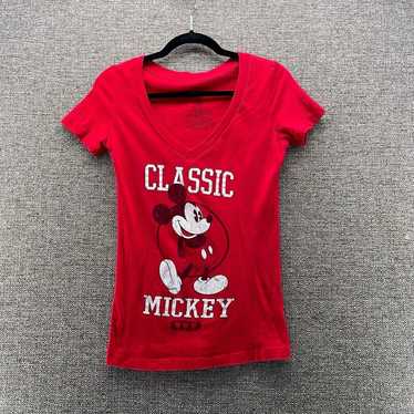 Disney Shirt for Women - Classic Mickey Mouse V-Neck - Red-A