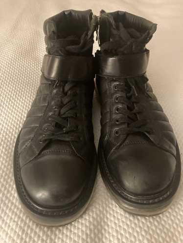 Prada PRADA HIGH TOP ZIPPERED BLACK LEATHER BOOTS