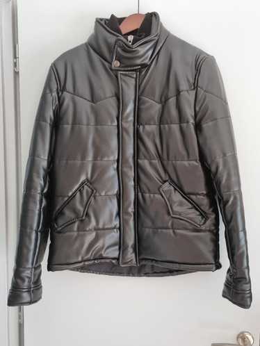 Zara black padded quilted leather look bomber jack
