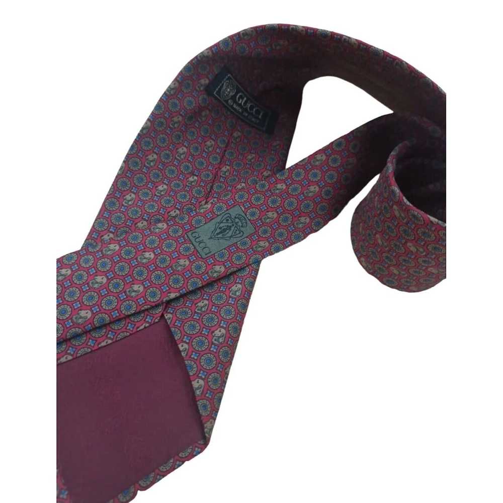 Gucci GUCCI Geometric Dog Logo Silk Tie ITALY 57"… - image 9