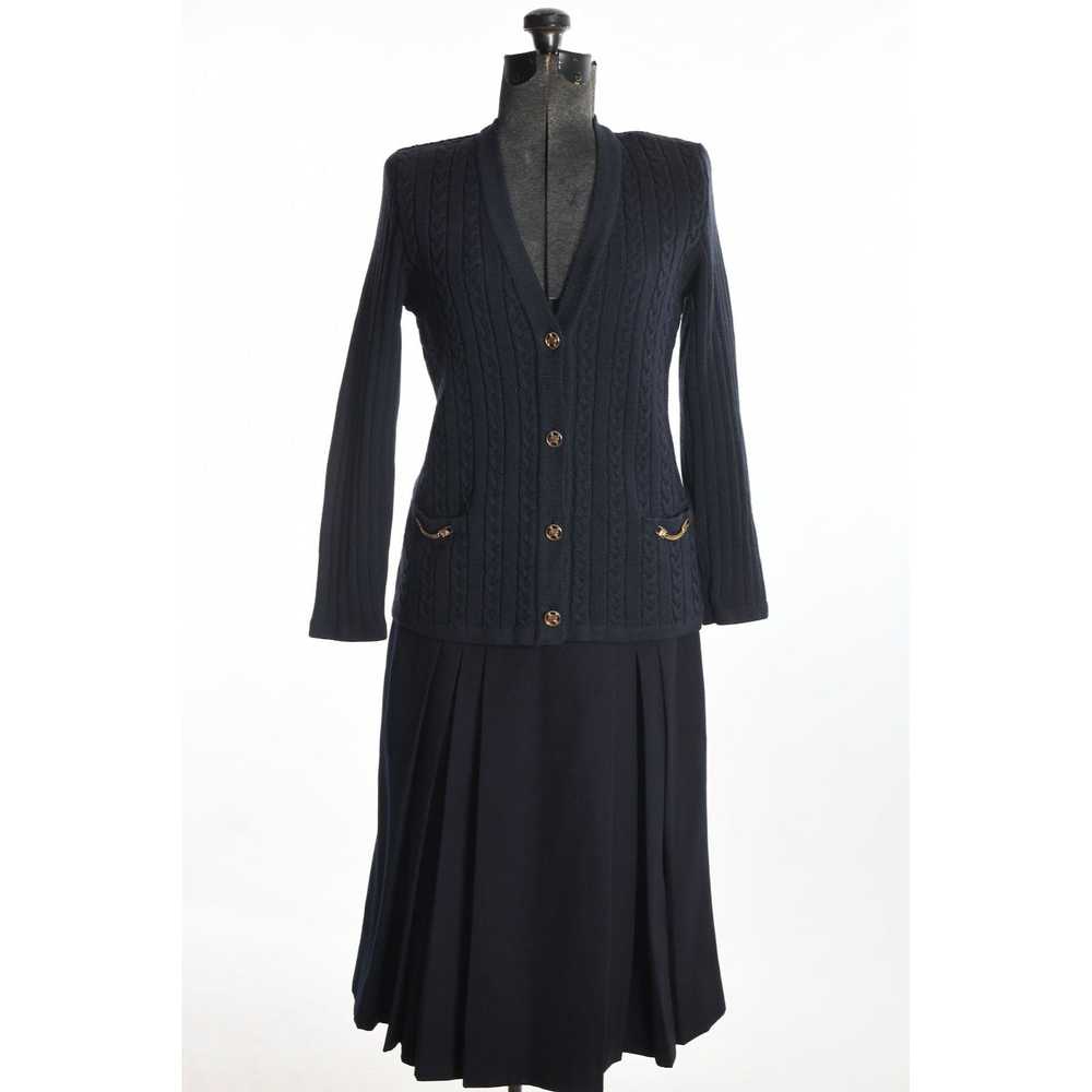 Celine Vintage 1970s Small Navy Blue Classic Wool… - image 10