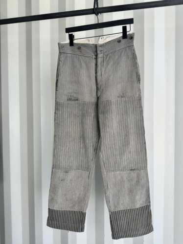 【Deadstock】 60s French Cotton Work Pants Early 1900s Work Pants Timeworn Textile Art 56 Inch Waist