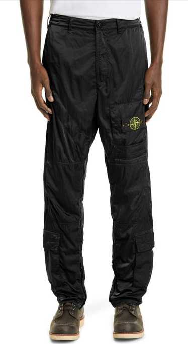 Stone Island Cotton Cargo Pants Compass Logo Patch Black Yellow Green Men's  30