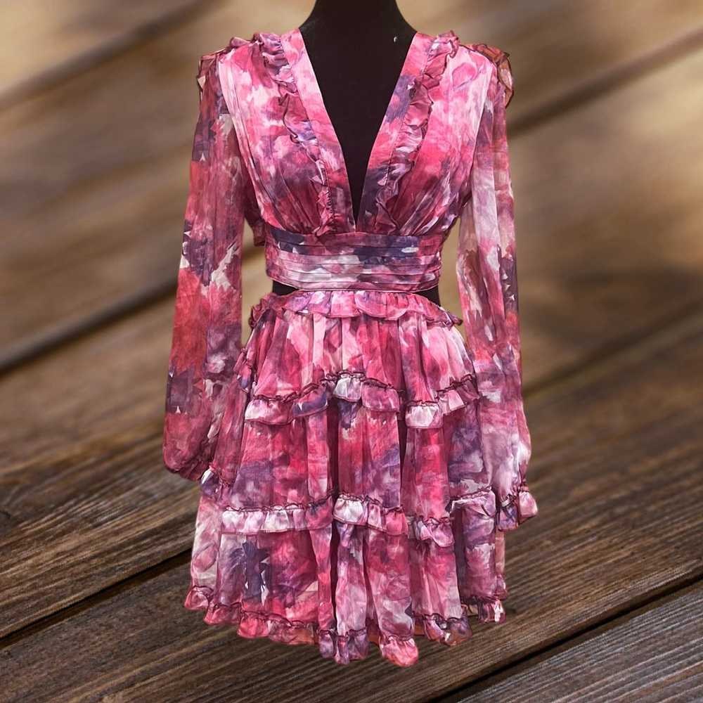 Spring Floral Long Sleeve Cutout Mini
Dress - image 1