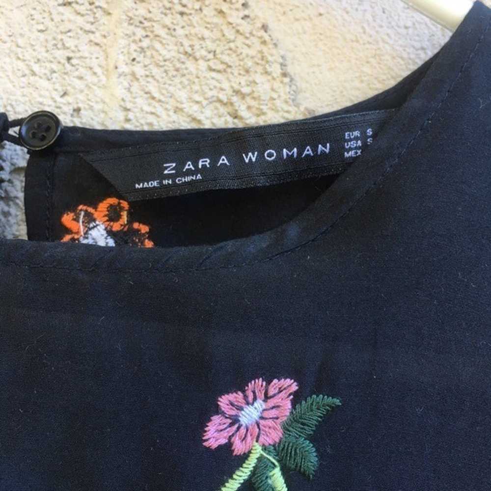ZARA Black Embroidered Floral Dress - image 5