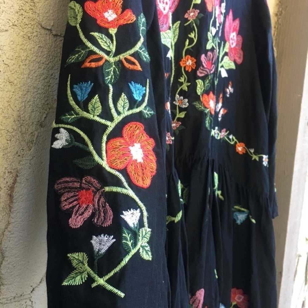 ZARA Black Embroidered Floral Dress - image 6