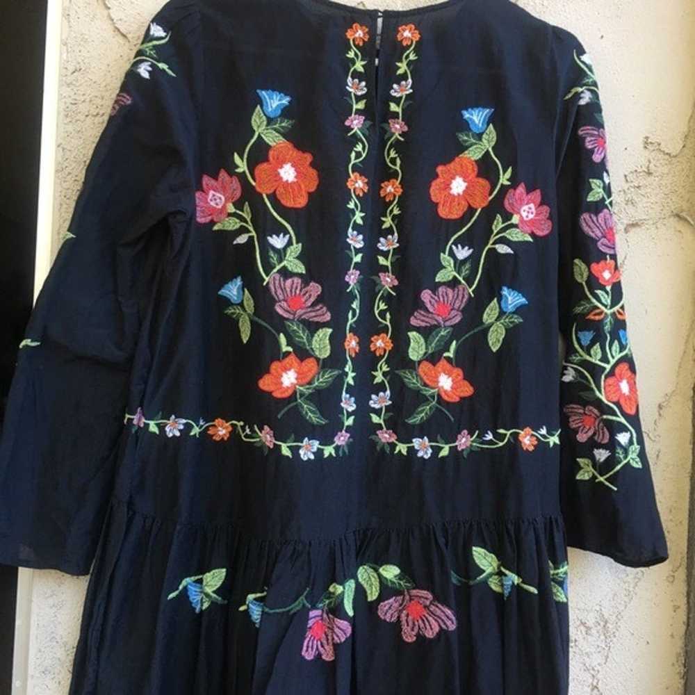 ZARA Black Embroidered Floral Dress - image 7