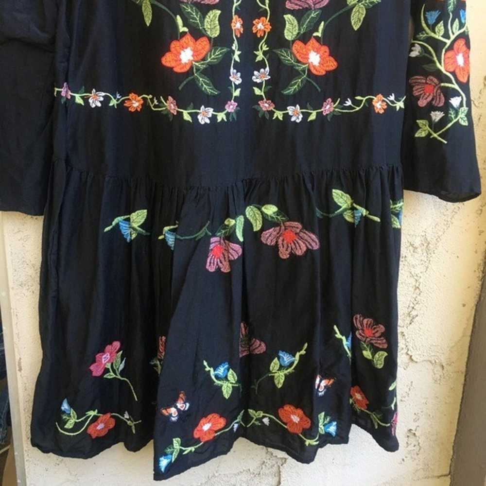 ZARA Black Embroidered Floral Dress - image 8