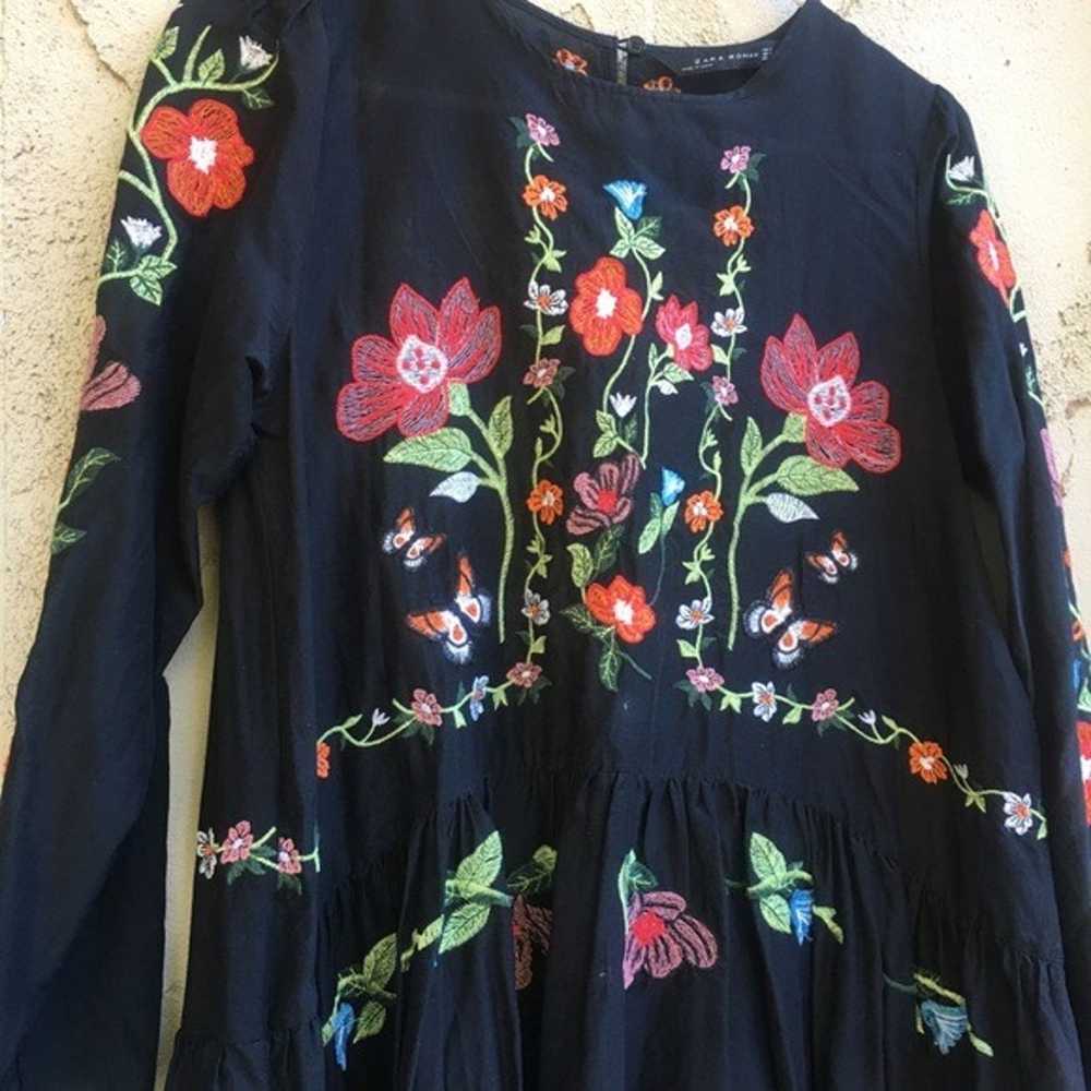 ZARA Black Embroidered Floral Dress - image 9