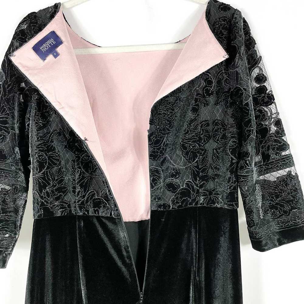 New Marchesa Black Velvet Gown Cutwork Floral Emb… - image 10