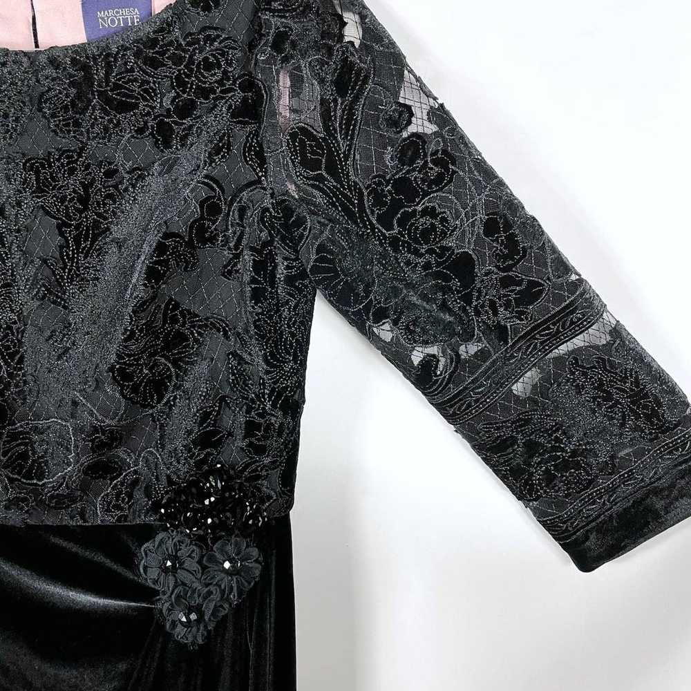 New Marchesa Black Velvet Gown Cutwork Floral Emb… - image 6