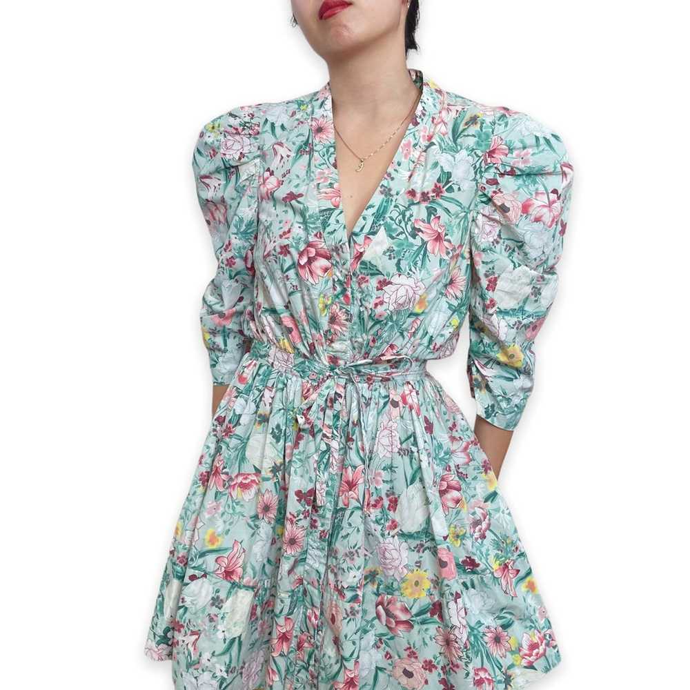 Ronny Kobo Puffsleeve Floral Meritti Dress Size S - image 1