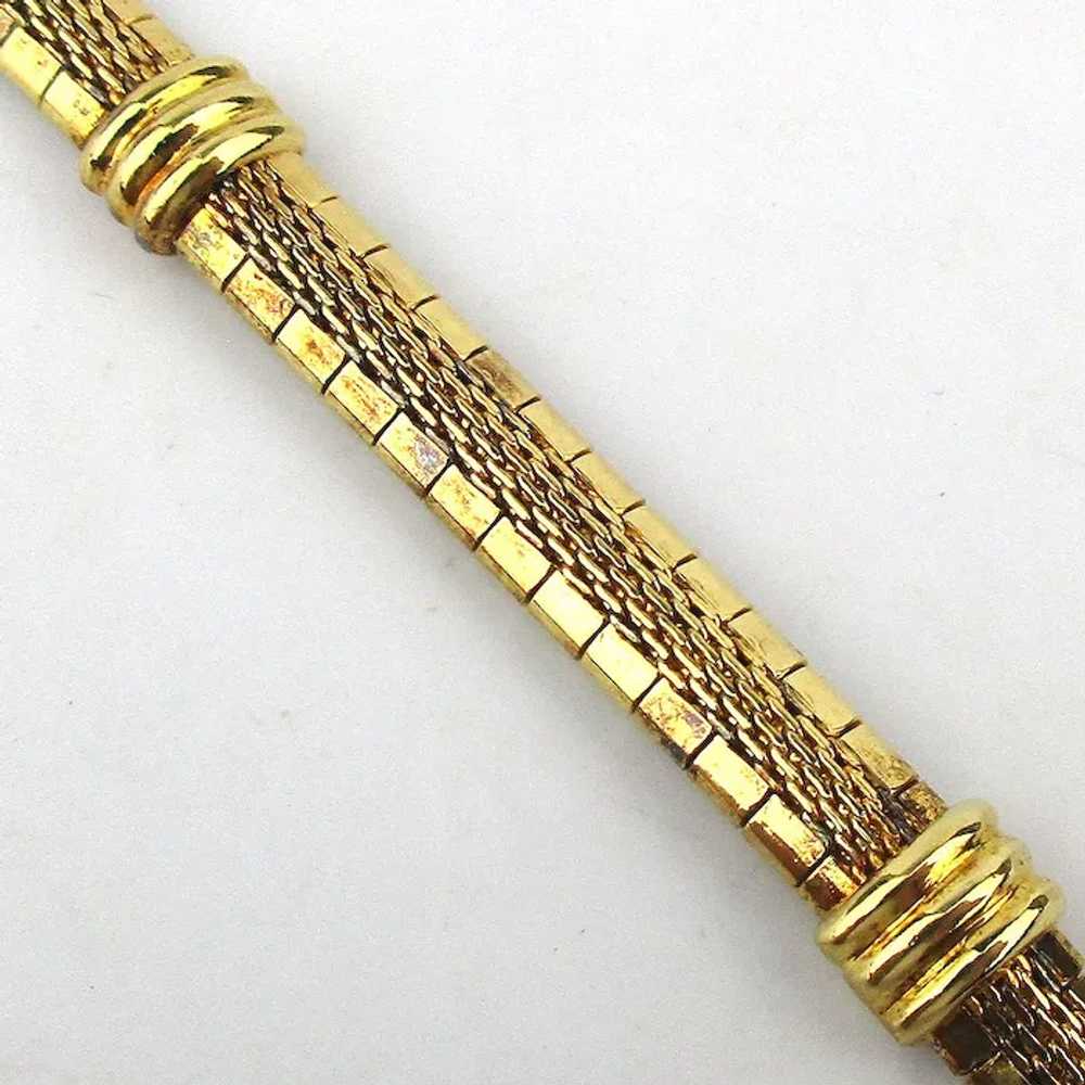 Italian Gold on Sterling Silver Banded Woven Mesh… - image 2