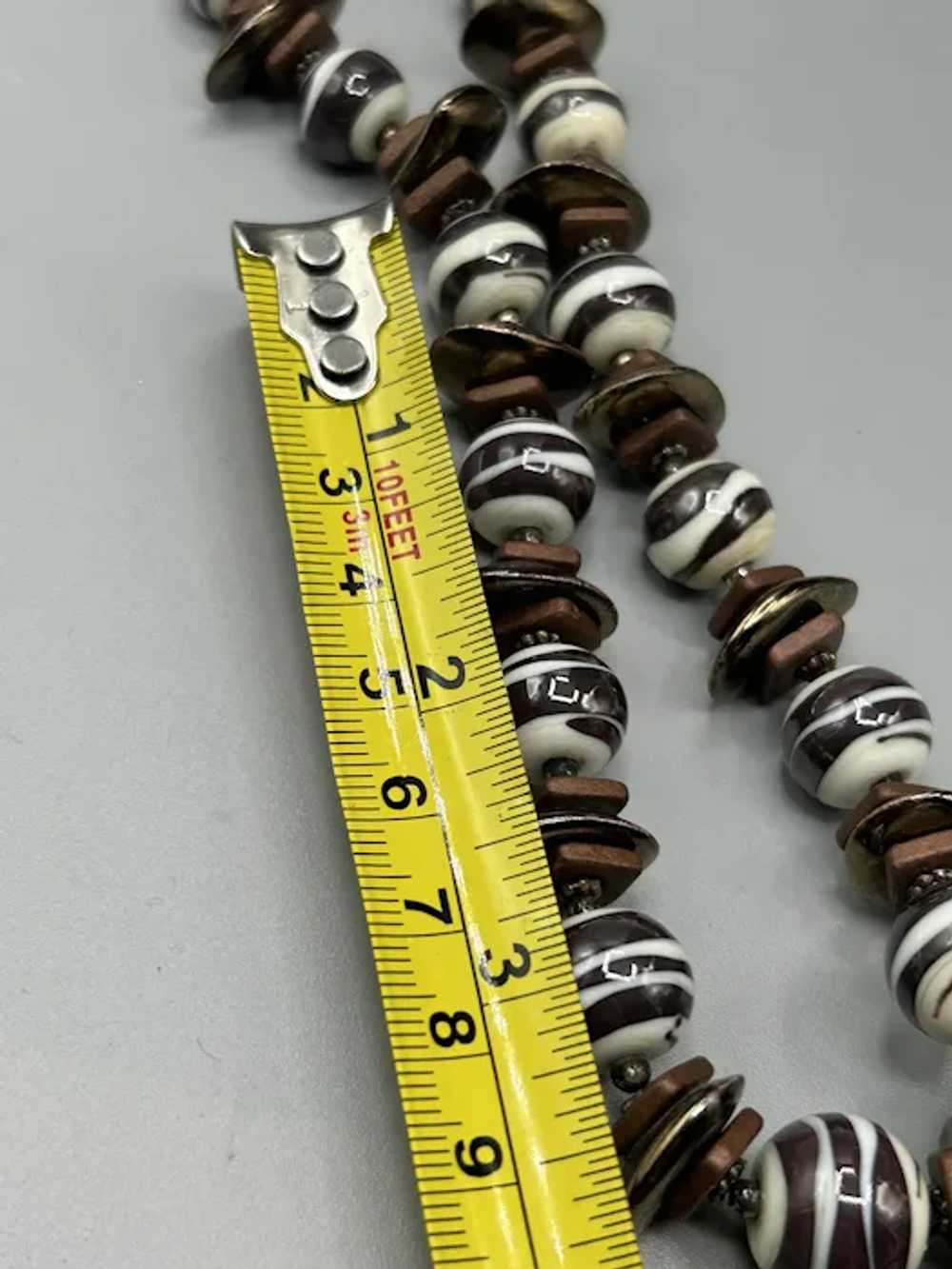 Beaded Glass and Ceramic Beads Necklace Striped B… - image 10