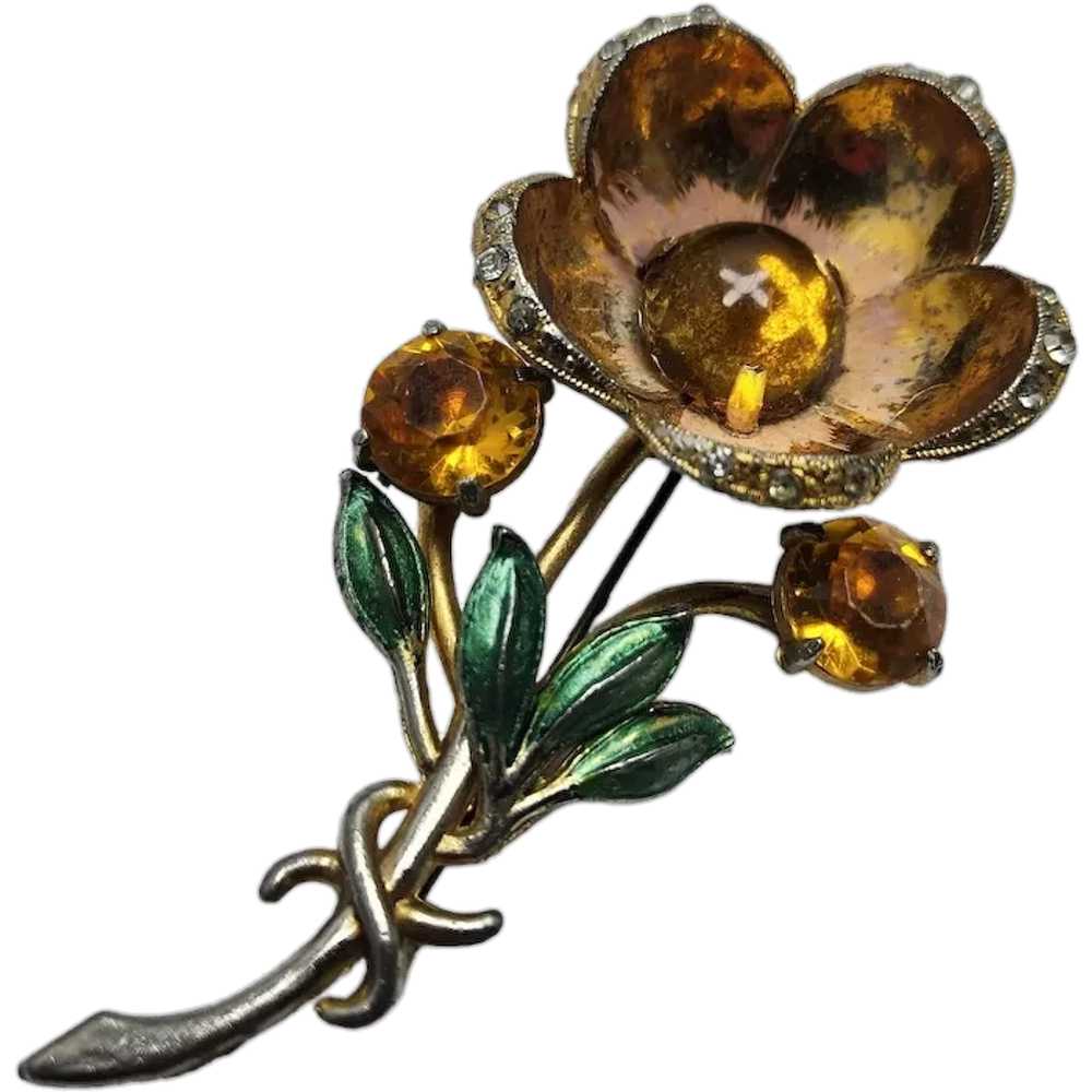 Vintage Wonderful Dimensional Cabochon Flower Bro… - image 1