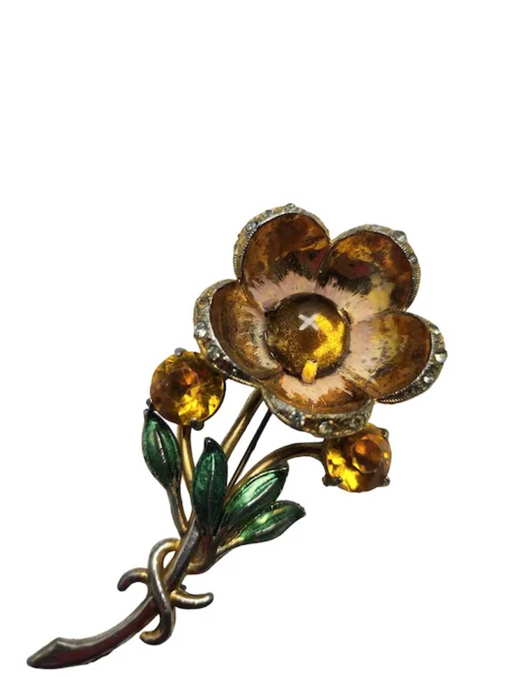 Vintage Wonderful Dimensional Cabochon Flower Bro… - image 2