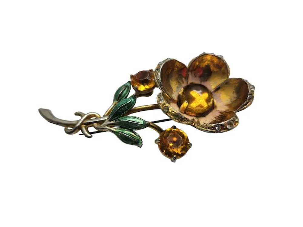 Vintage Wonderful Dimensional Cabochon Flower Bro… - image 3