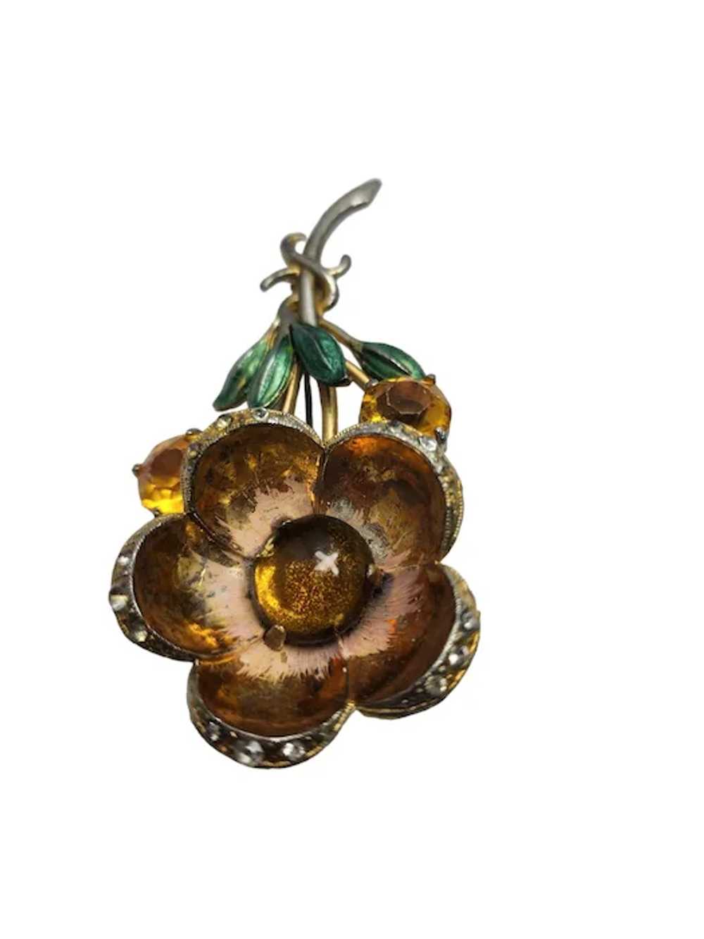 Vintage Wonderful Dimensional Cabochon Flower Bro… - image 4