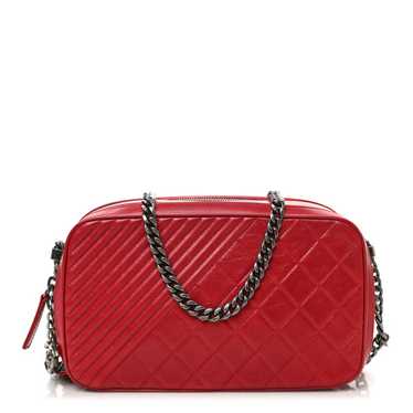 CHANEL Lambskin Large Coco Boy Camera Case Red - image 1