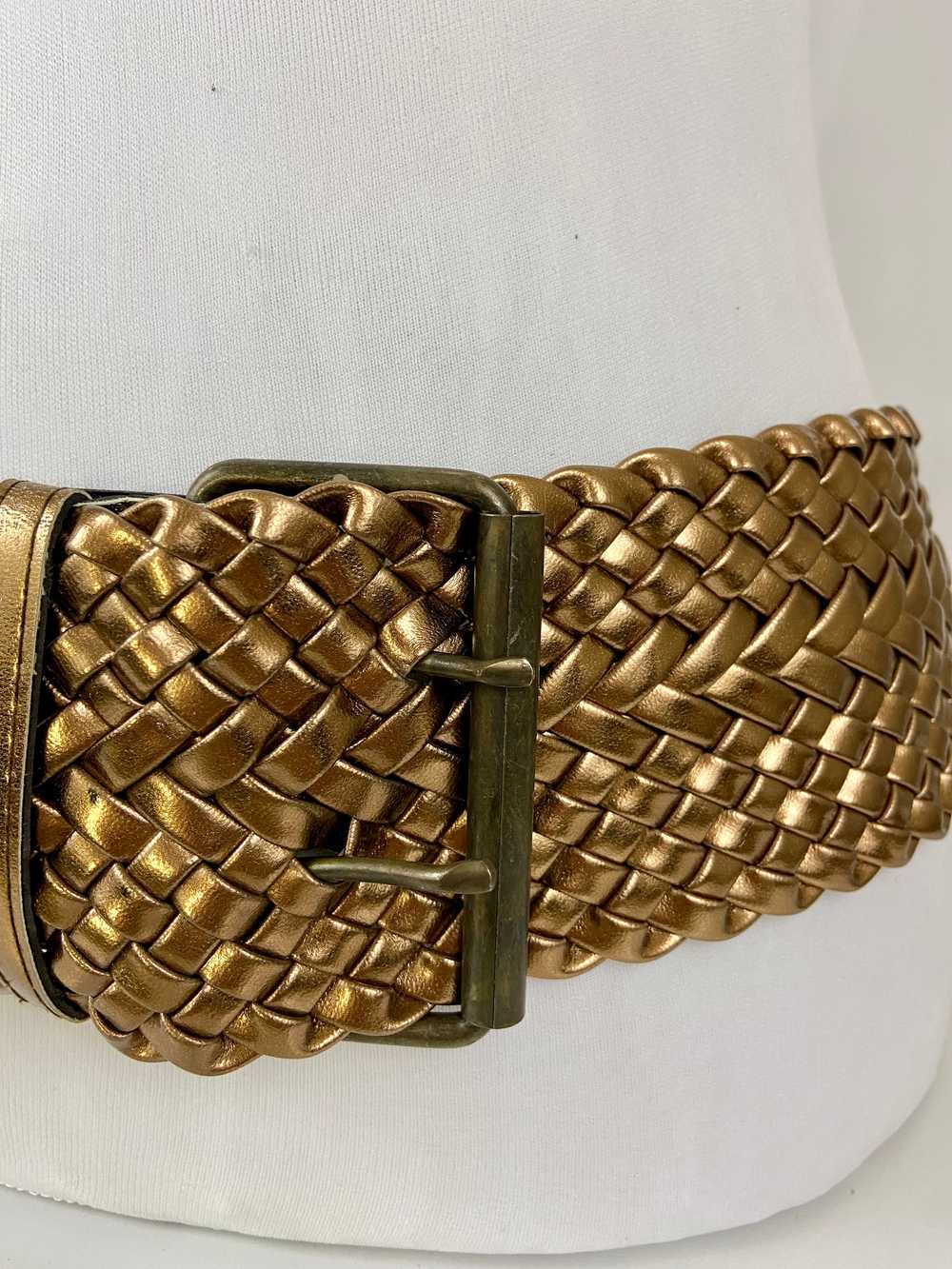 80's Vintage Woven Metallic Gold Braided
Belt - image 2