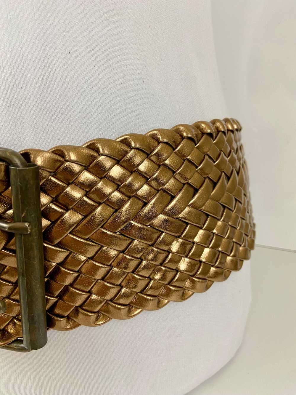 80's Vintage Woven Metallic Gold Braided
Belt - image 4