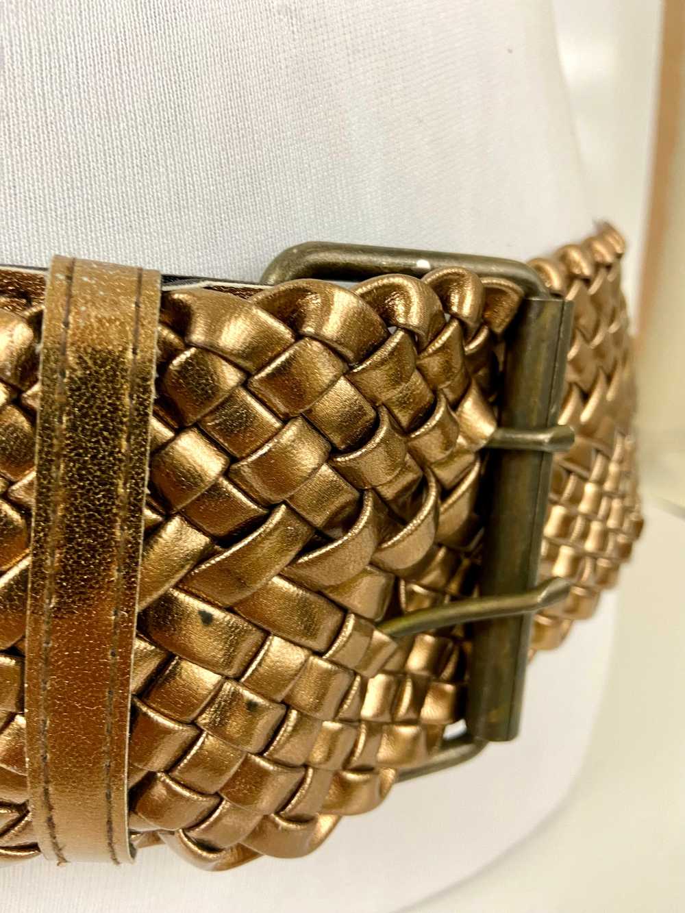 80's Vintage Woven Metallic Gold Braided
Belt - image 5