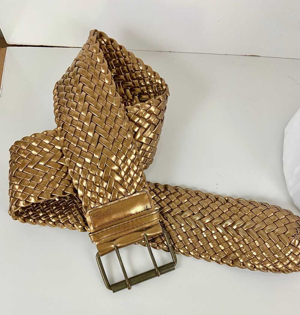 80's Vintage Woven Metallic Gold Braided
Belt - image 6