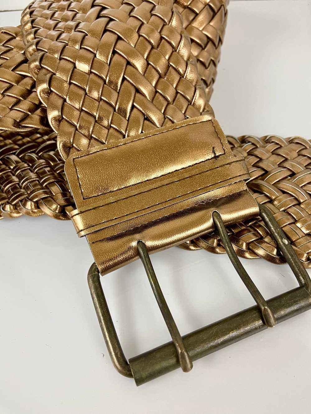 80's Vintage Woven Metallic Gold Braided
Belt - image 7