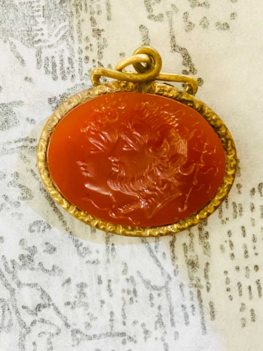 Antique Carnelian King and Queen Pendant - Gem