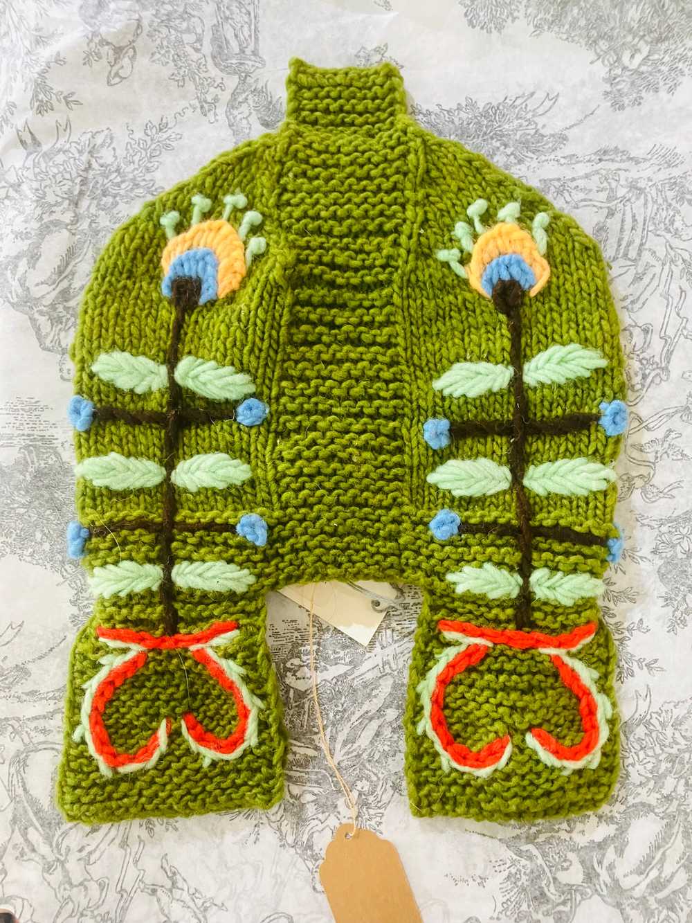 Brooklyn Handknit Green Embroidered Hat - image 1