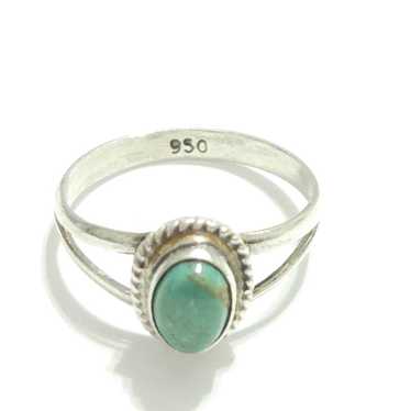 Vintage  .950 Sterling Silver Turquoise Ring Sz 6 - image 1