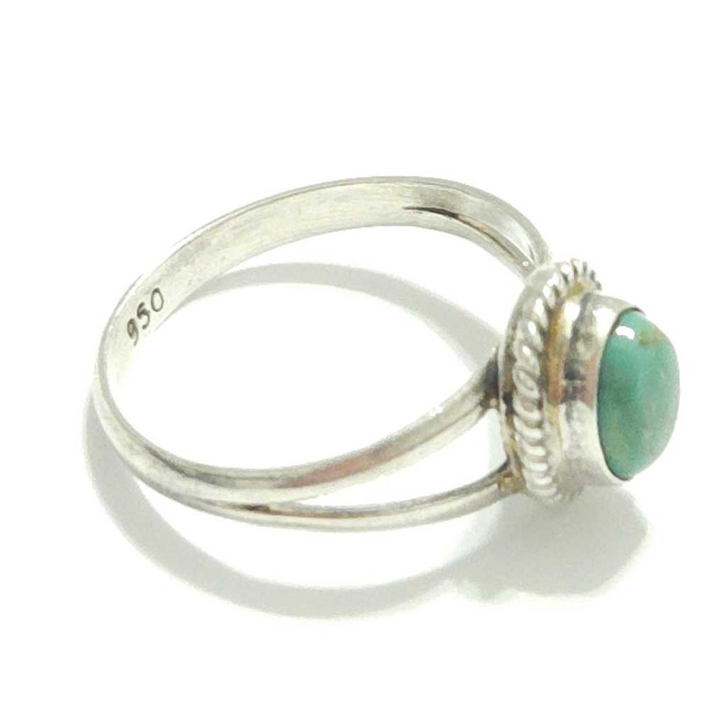 Vintage  .950 Sterling Silver Turquoise Ring Sz 6 - image 2