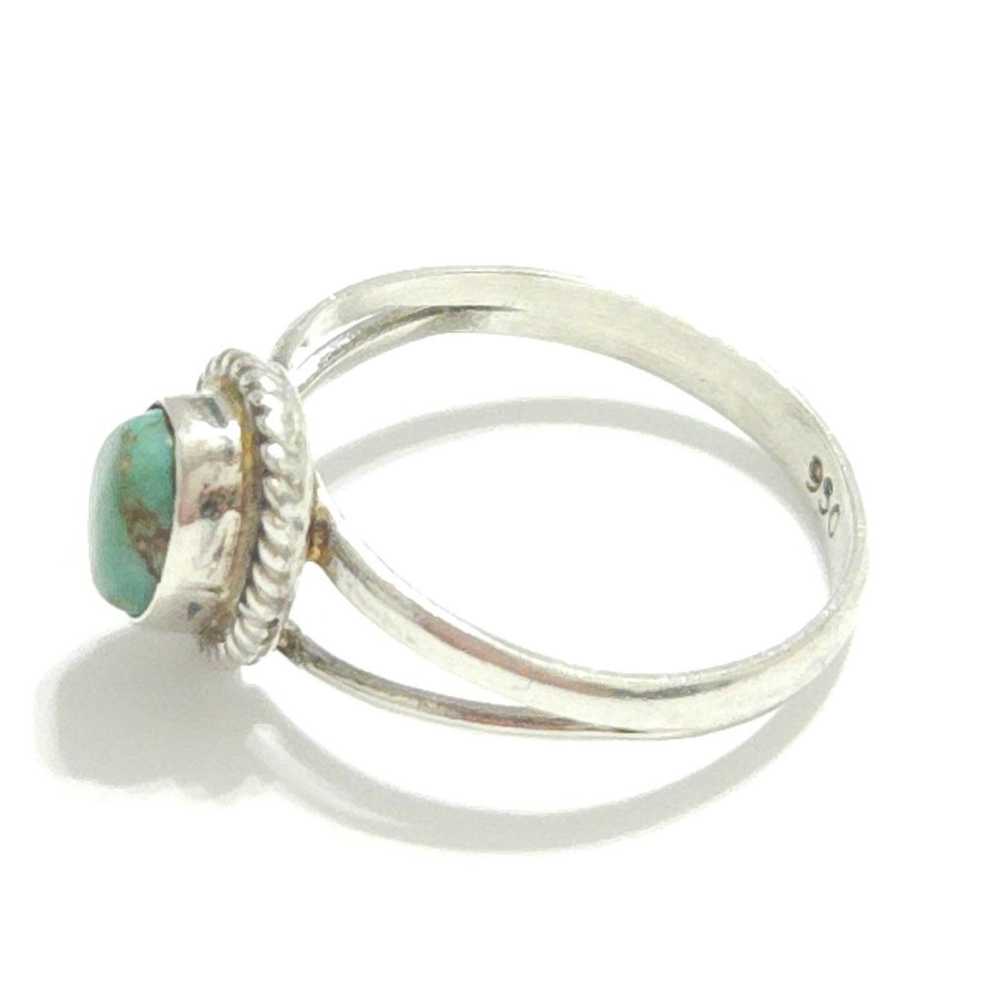 Vintage  .950 Sterling Silver Turquoise Ring Sz 6 - image 4