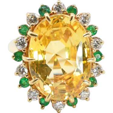 20CT Unheated Yellow Sapphire Diamond 18k Solid Y… - image 1