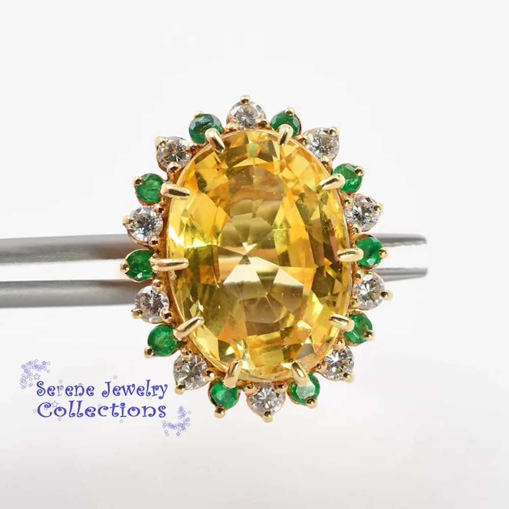 20CT Unheated Yellow Sapphire Diamond 18k Solid Y… - image 3