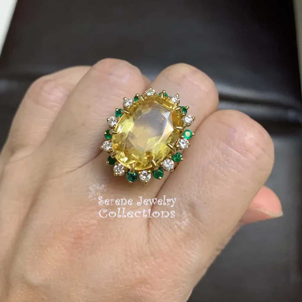 20CT Unheated Yellow Sapphire Diamond 18k Solid Y… - image 5
