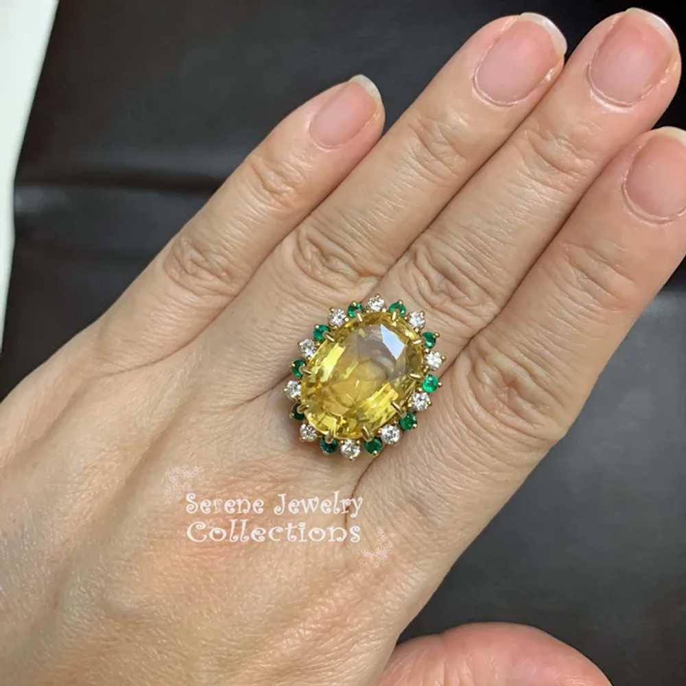 20CT Unheated Yellow Sapphire Diamond 18k Solid Y… - image 8
