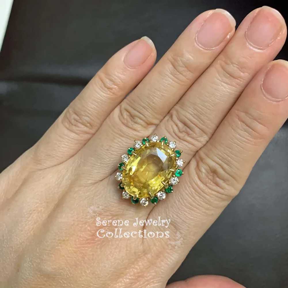 20CT Unheated Yellow Sapphire Diamond 18k Solid Y… - image 9