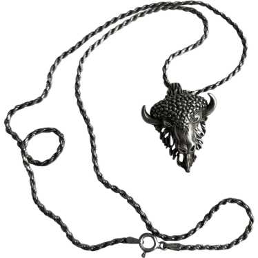 Vintage Sterling Buffalo/Bison Necklace - image 1