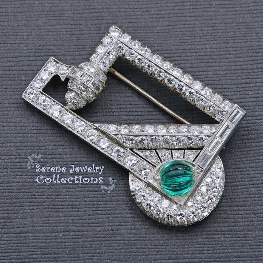 Art Deco Style 4.5CT Diamond Platinum Brooch Vint… - image 10