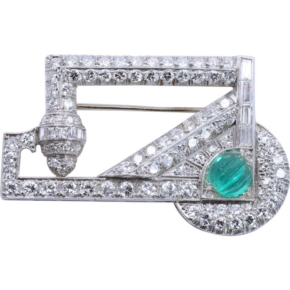 Art Deco Style 4.5CT Diamond Platinum Brooch Vint… - image 1