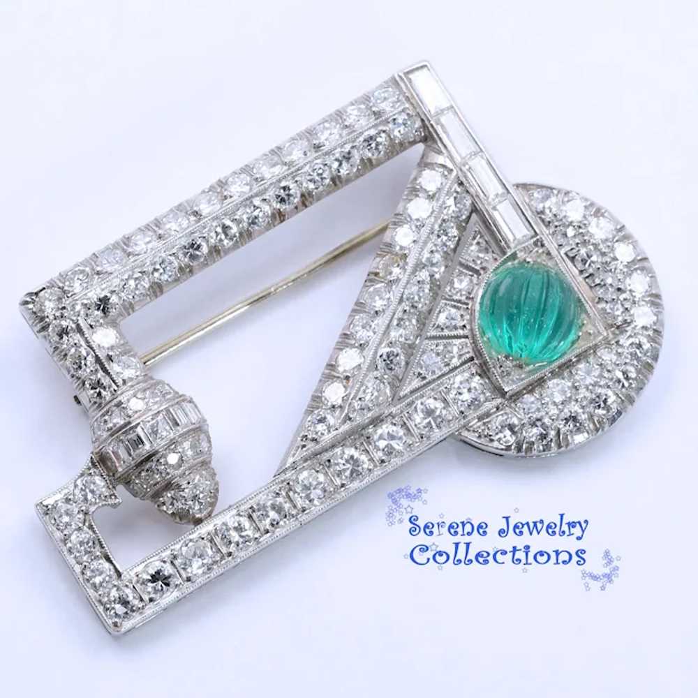 Art Deco Style 4.5CT Diamond Platinum Brooch Vint… - image 2