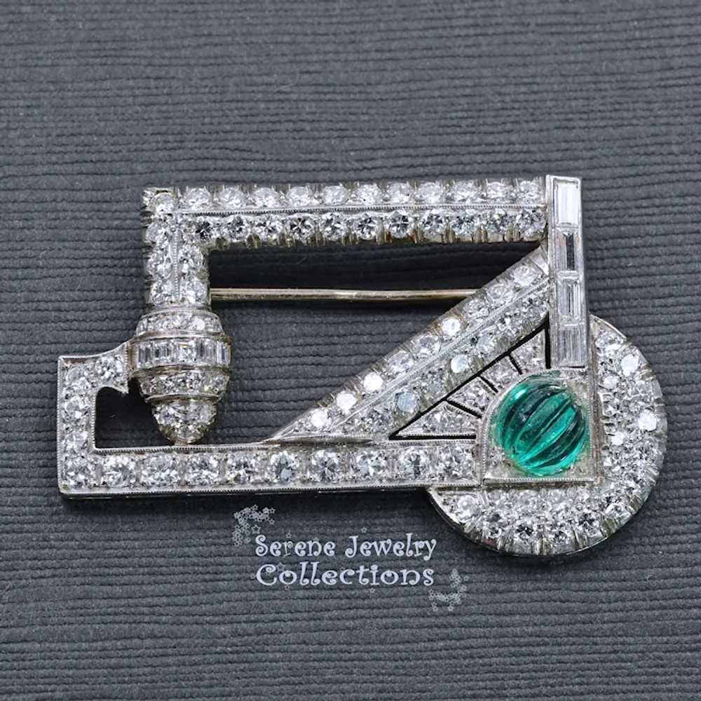 Art Deco Style 4.5CT Diamond Platinum Brooch Vint… - image 3