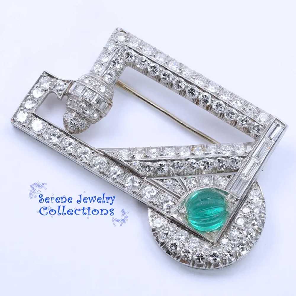 Art Deco Style 4.5CT Diamond Platinum Brooch Vint… - image 4