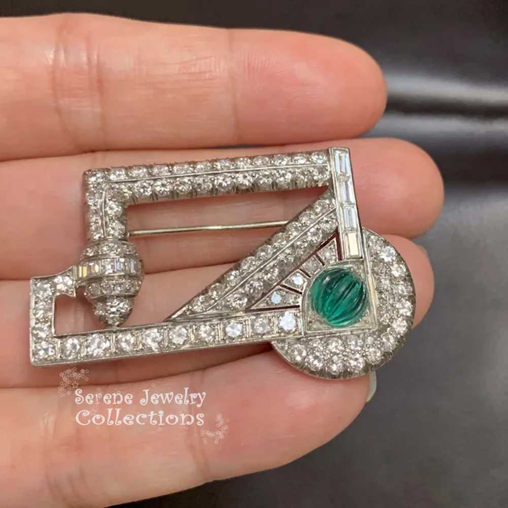 Art Deco Style 4.5CT Diamond Platinum Brooch Vint… - image 5