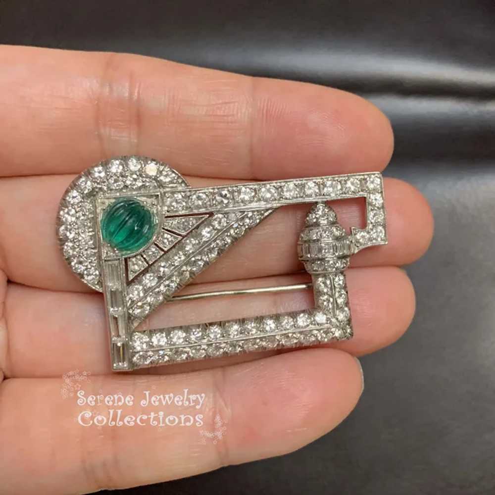 Art Deco Style 4.5CT Diamond Platinum Brooch Vint… - image 6